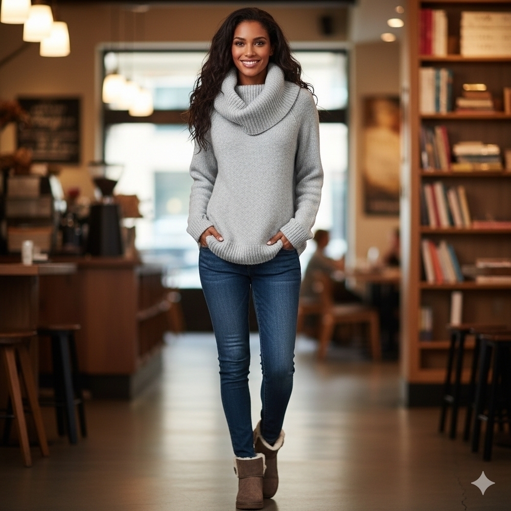UGG Women's Cozy Gray Cowl Neck Sweater